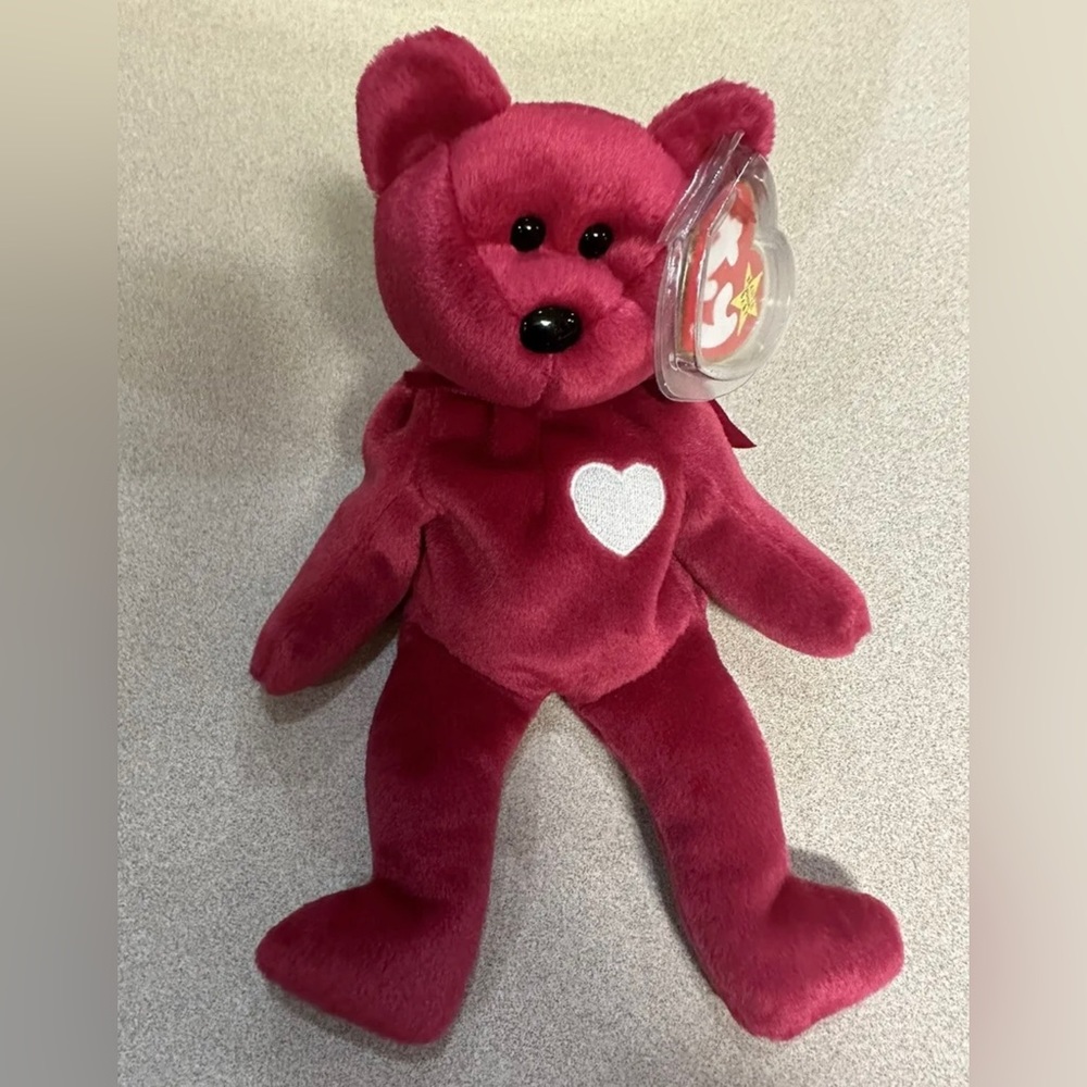 Ty ORIGINAL BEANIE BABY - "VALENTINA THE TEDDY BEAR" - MWMT. Retired.